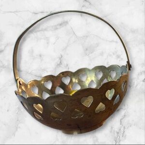 Small brass basket with heart designs